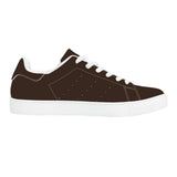 Brown Low-Top Synthetic Leather Sneakers