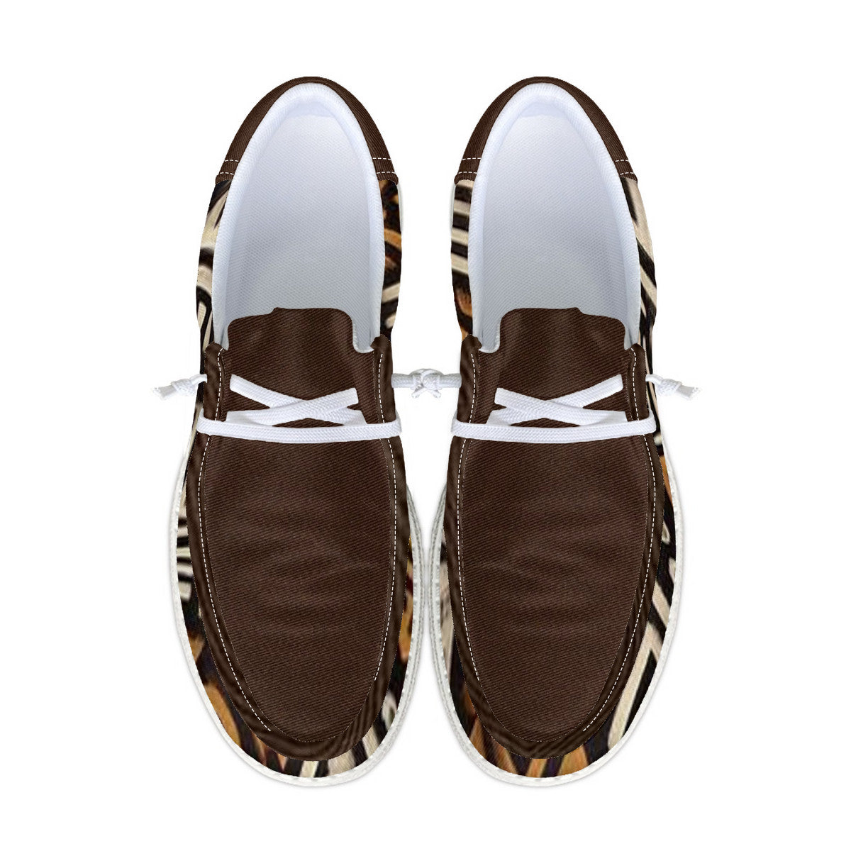 Unisex Brown Tribal Pattern Canvas Loafers