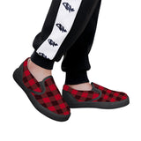 Red Plaid Kids Slip-on shoes - Black