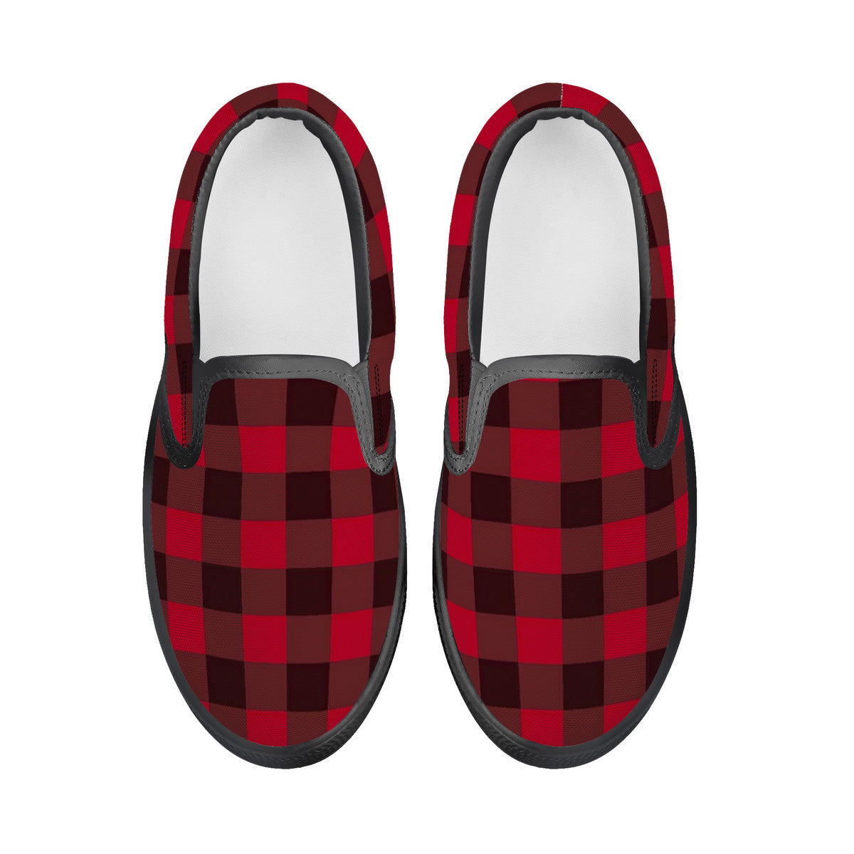 Red Plaid Kids Slip-on shoes - Black