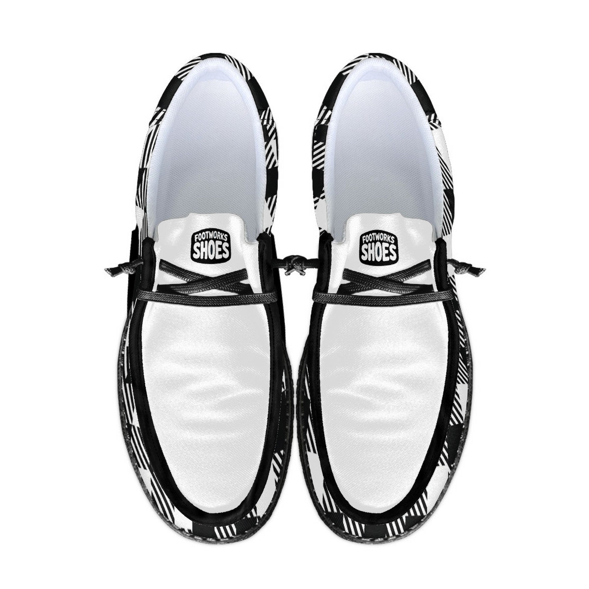 Unisex White Plaid Canvas Loafers