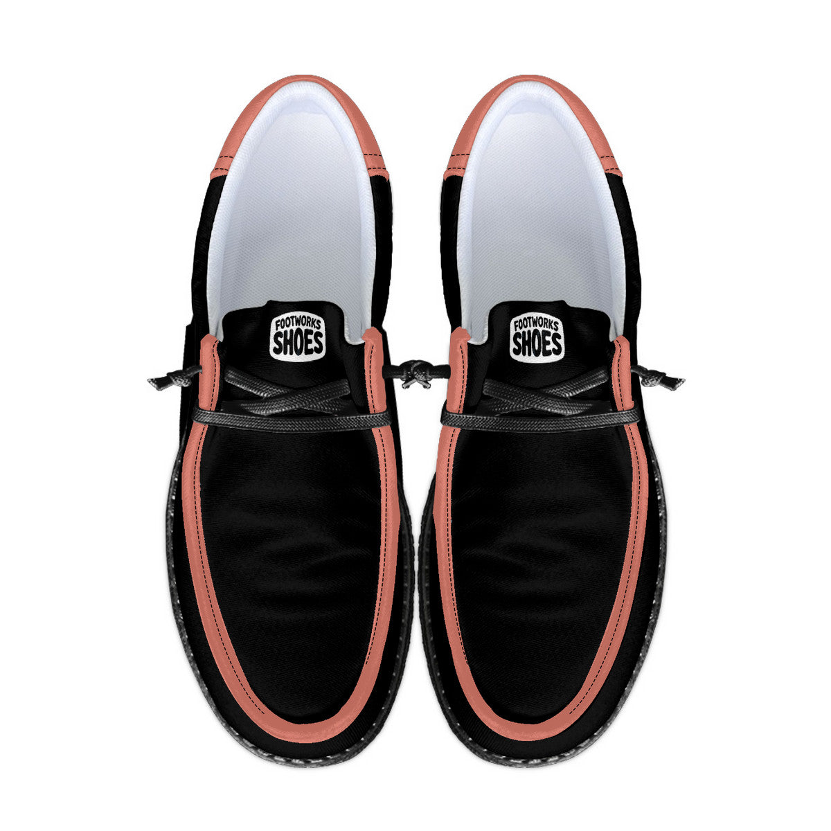 Black and Coral Canvas Loafers