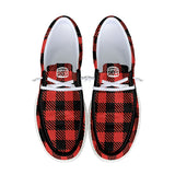 Red Plaid Unisex Canvas Loafers