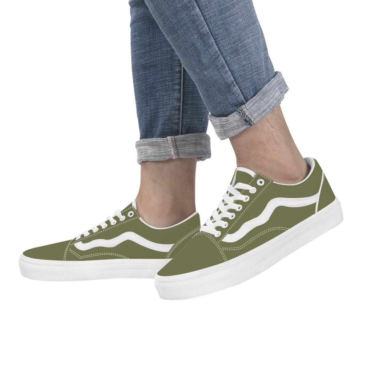 Olive Green Low Top Flat Sneaker