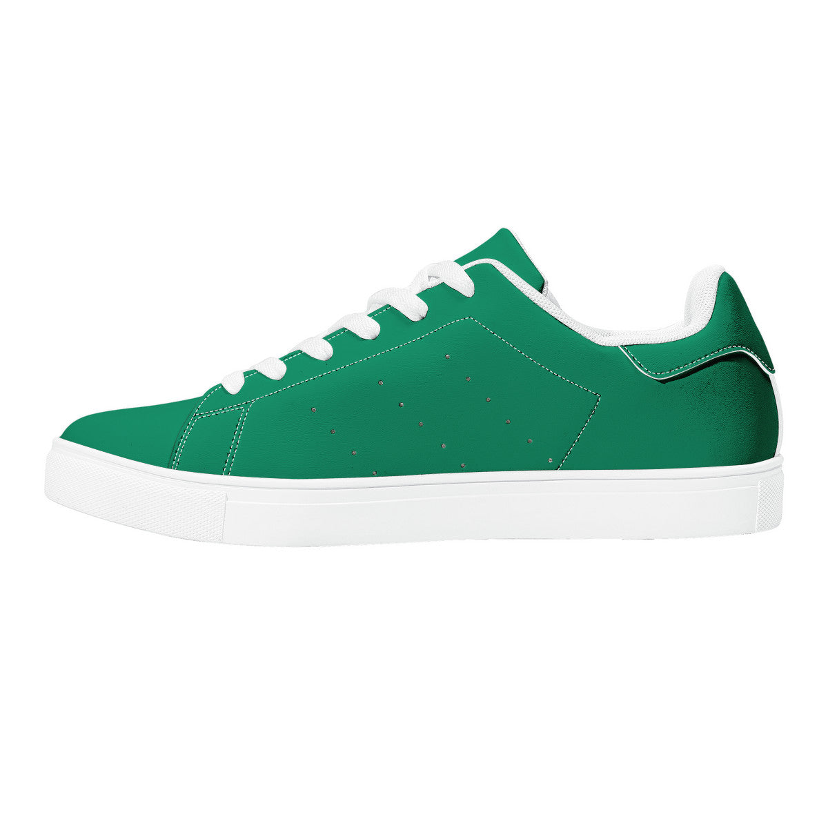 Green  Low-Top Synthetic Leather Sneakers -
