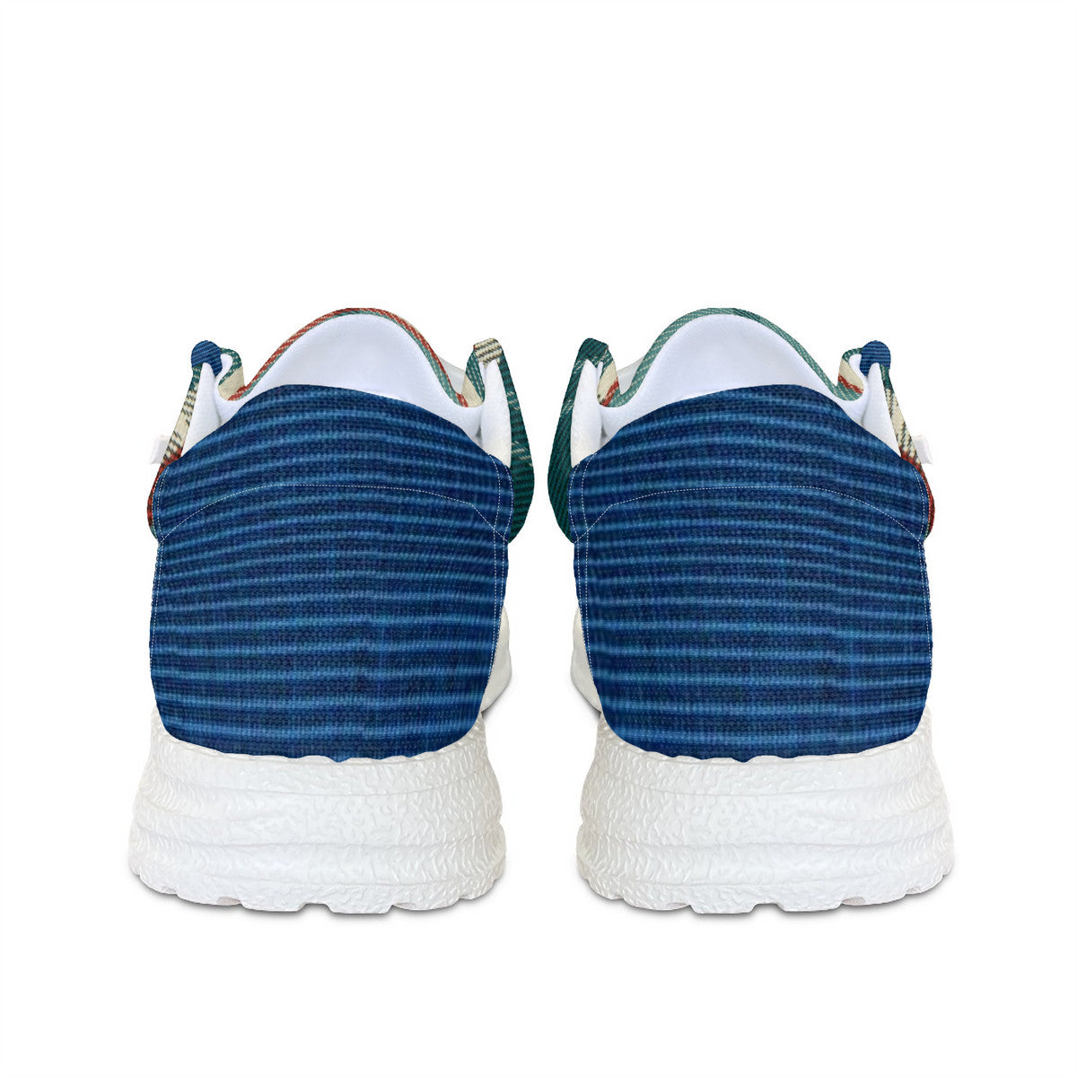 Unisex Teal Plaid Pattern Canvas Loafers
