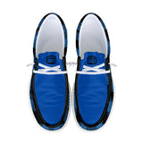 Unisex Blue Plaid Canvas Loafers