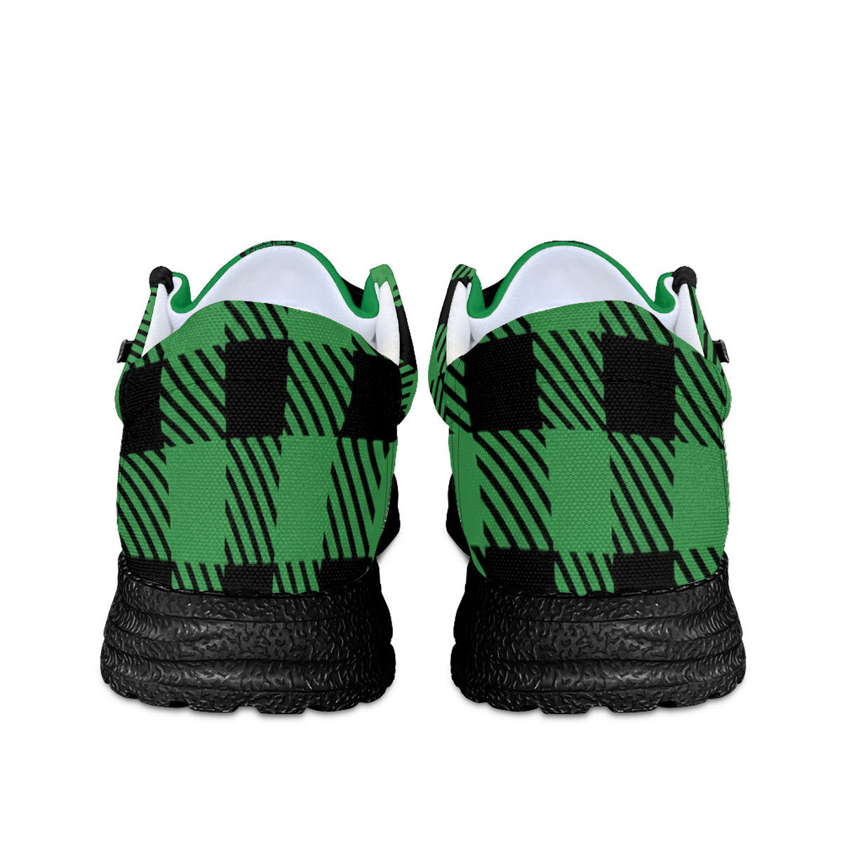 Unisex Green Plaid Canvas Loafers
