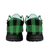 Unisex Green Plaid Canvas Loafers
