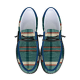 Unisex Teal Plaid Pattern Canvas Loafers