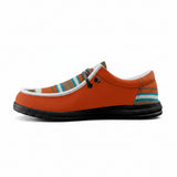 Unisex Orange Striped Pattern Canvas Loafers