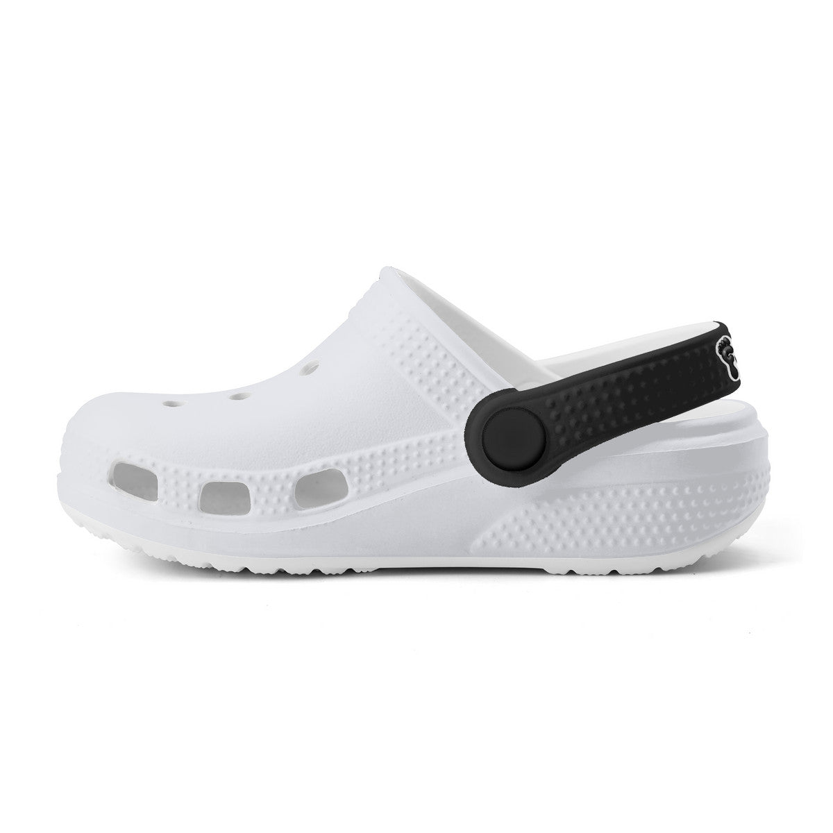 Kid's White and Black Casual Clogs
