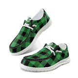 Unisex Green Plaid  Loafers