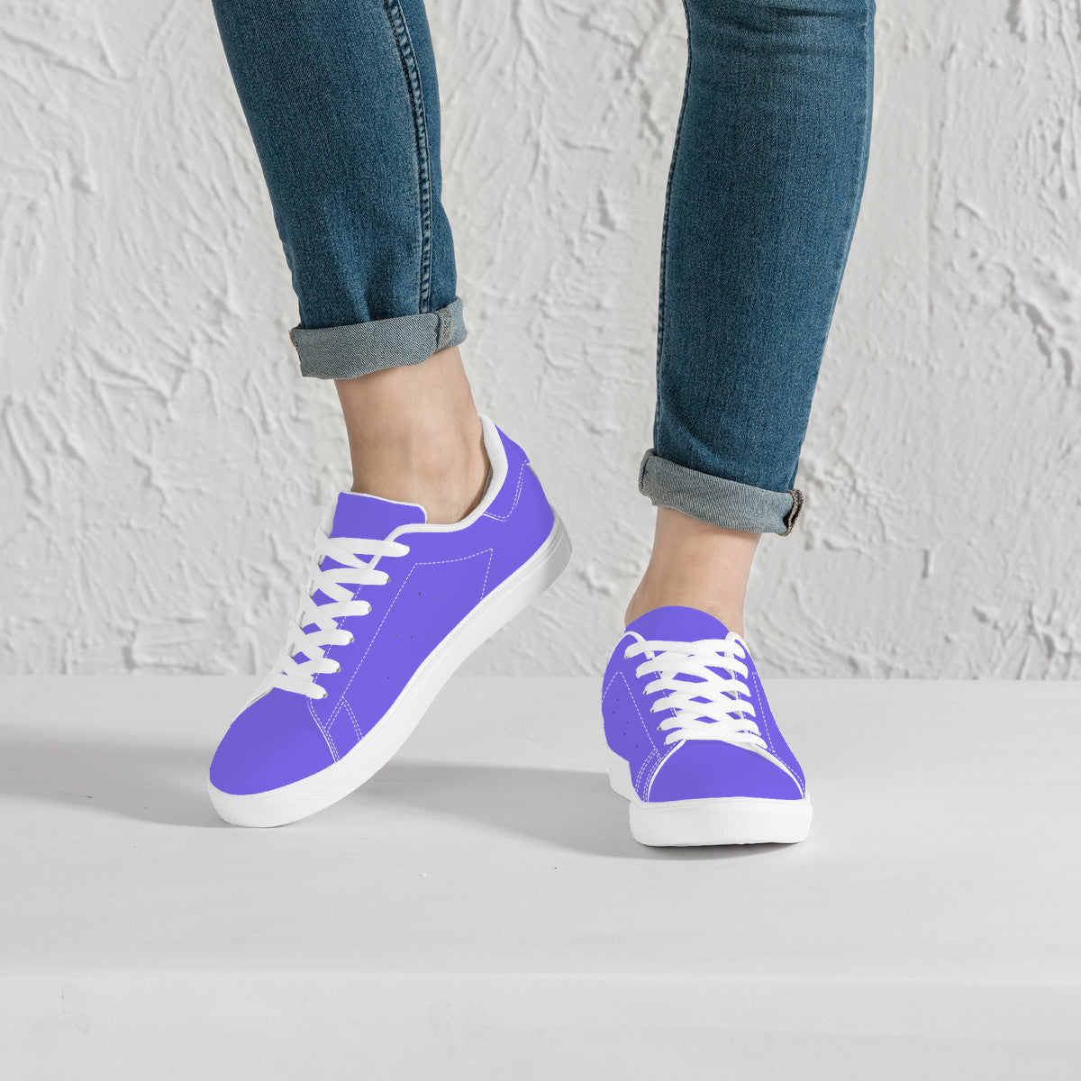 Purple Low-Top Synthetic Leather Sneakers