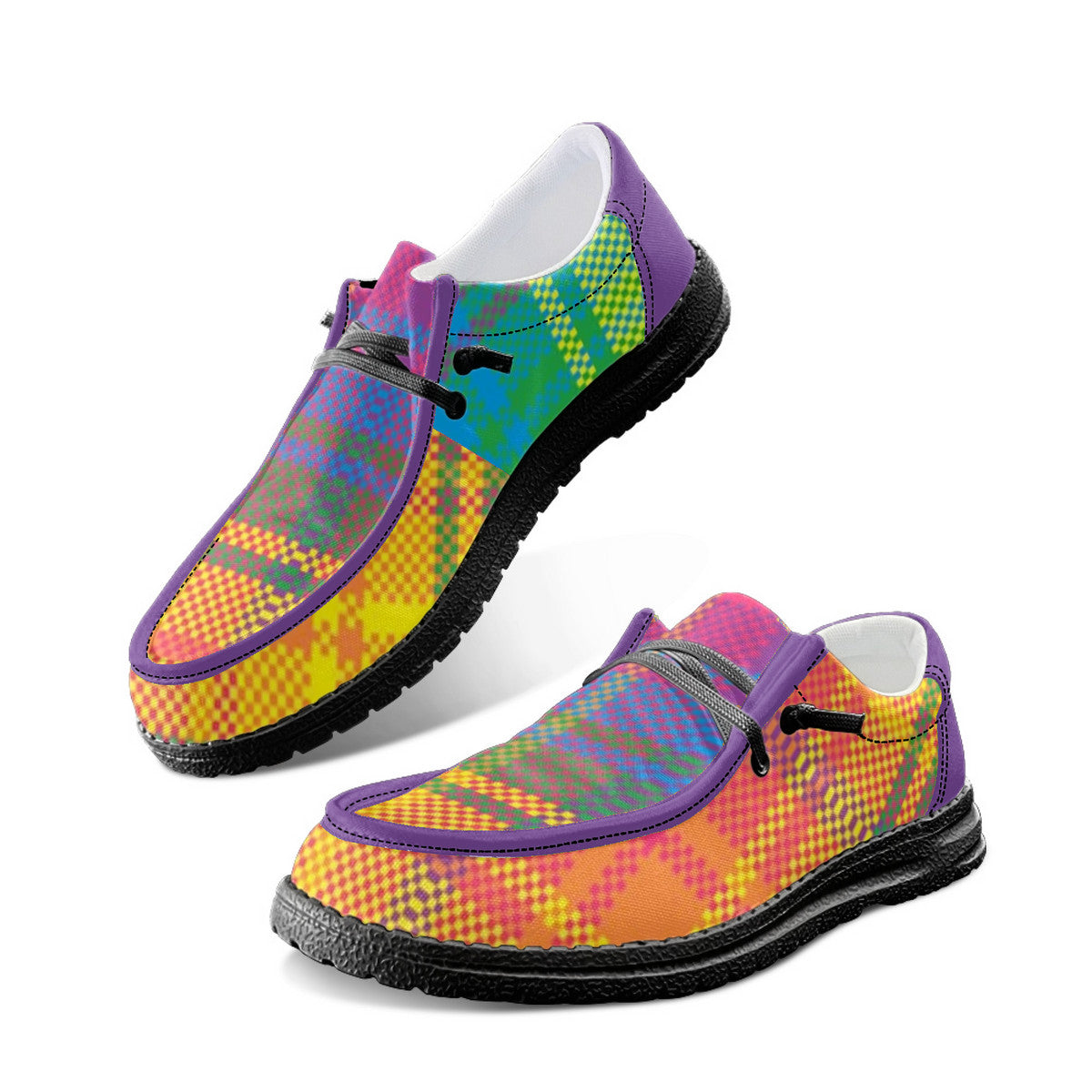 Plaid Canvas Loafers