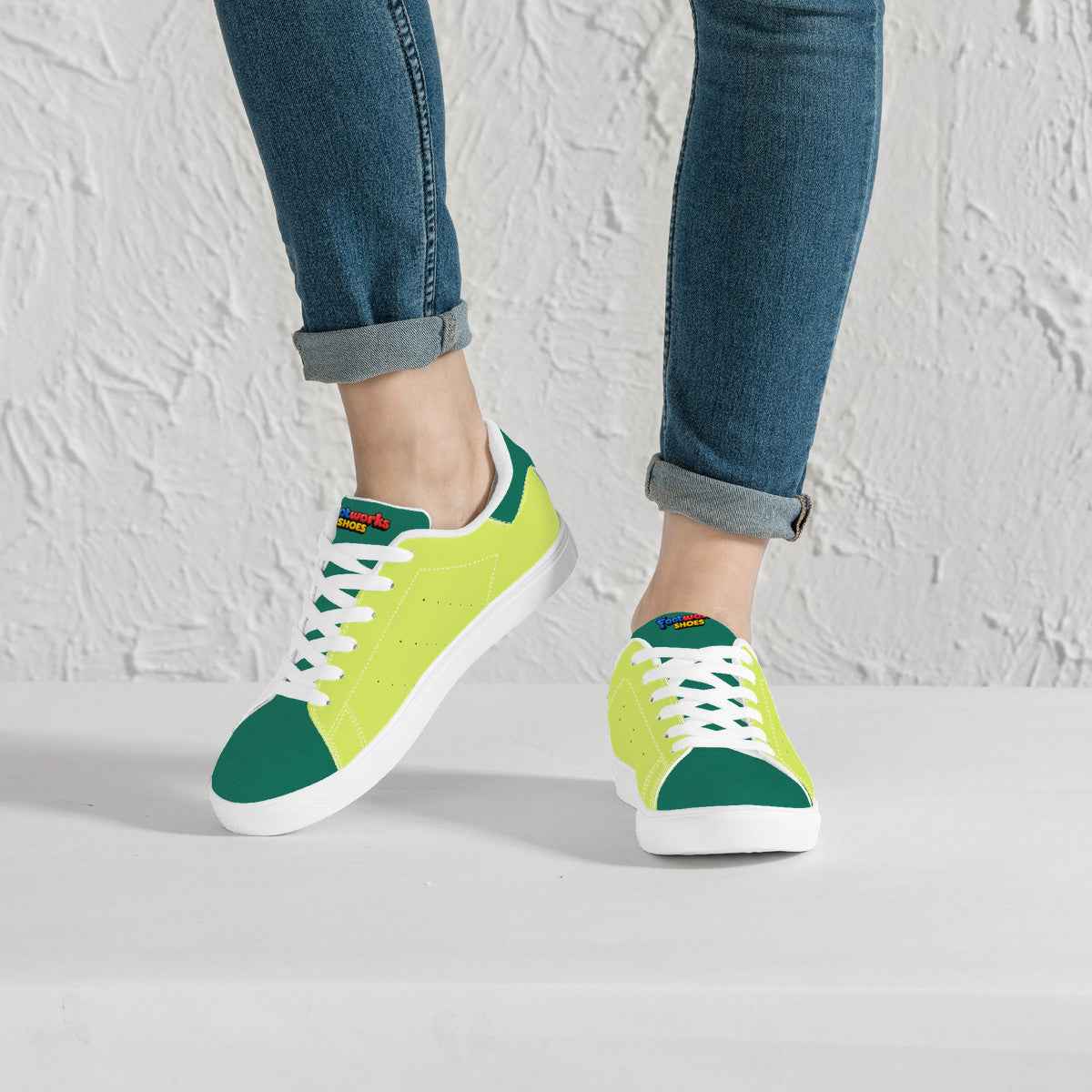 Neon Green Unisex Low-Top Synthetic Leather Sneakers