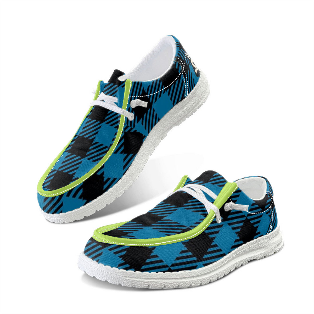 Blue Check Unisex Canvas Loafers