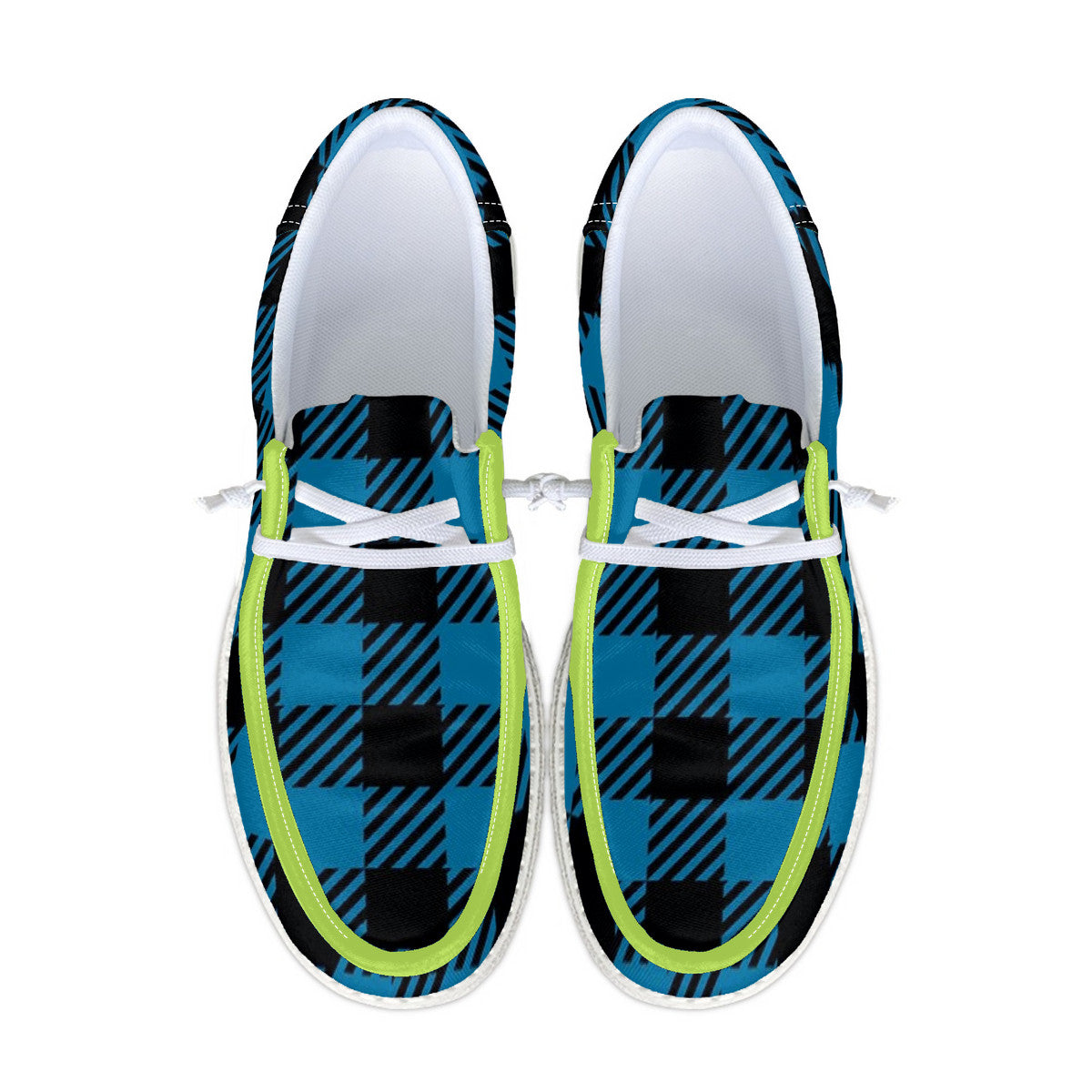 Blue Check Unisex Canvas Loafers