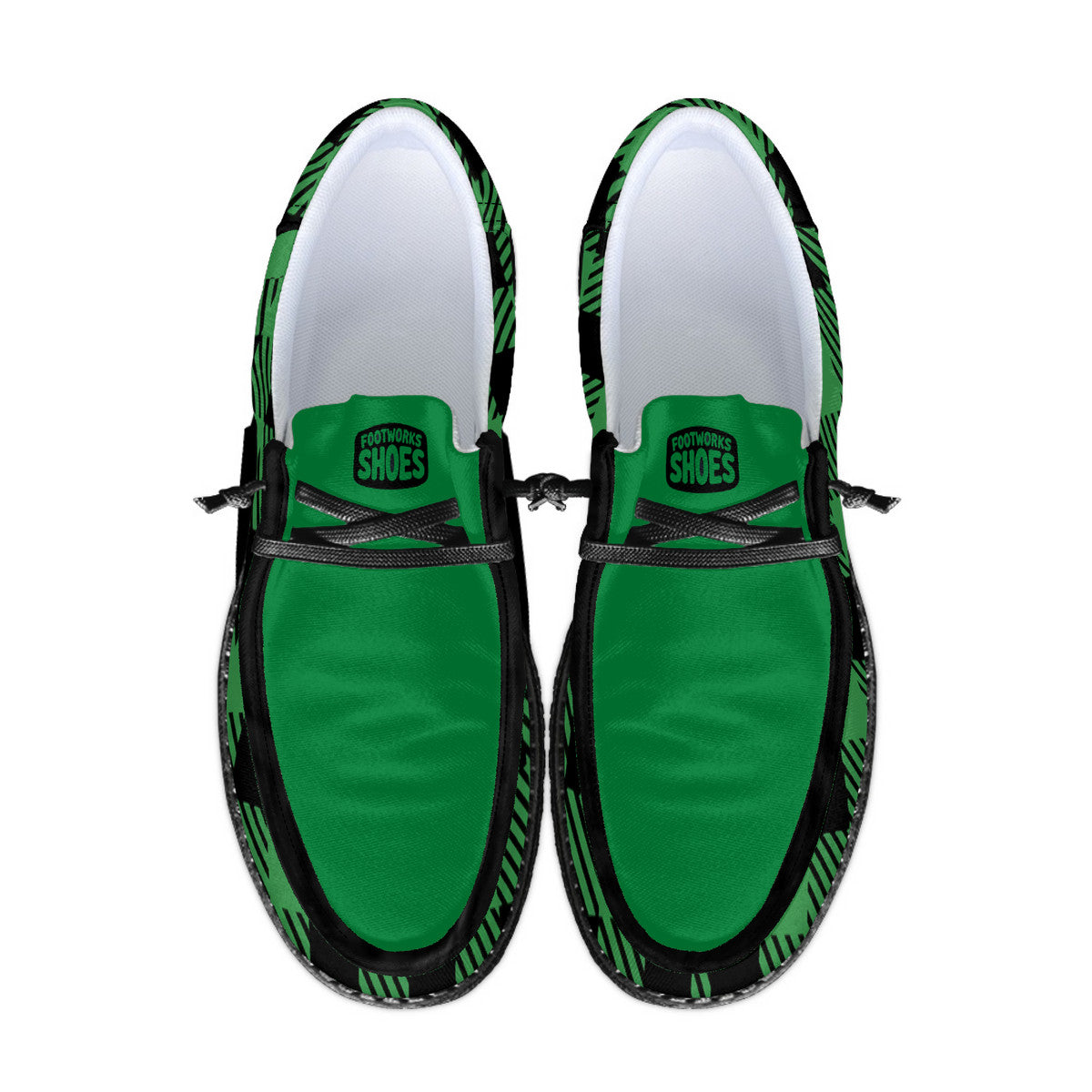 Unisex Green Plaid Canvas Loafers