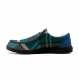 Unisex Teal Plaid Pattern Canvas Loafers