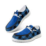 Unisex Blue Plaid Canvas Loafers
