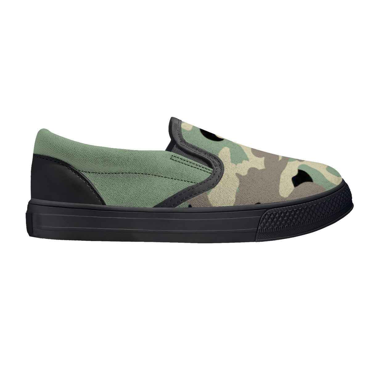 Green Camo Pattern Kids Slip-on shoes