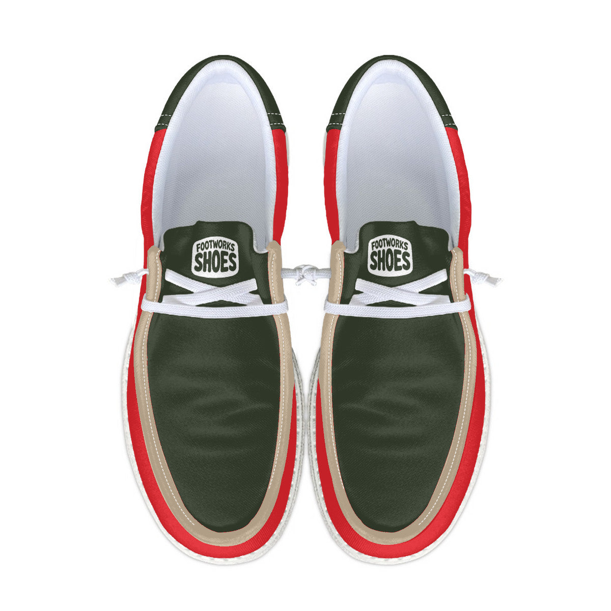 Red and Green Canvas Loafers