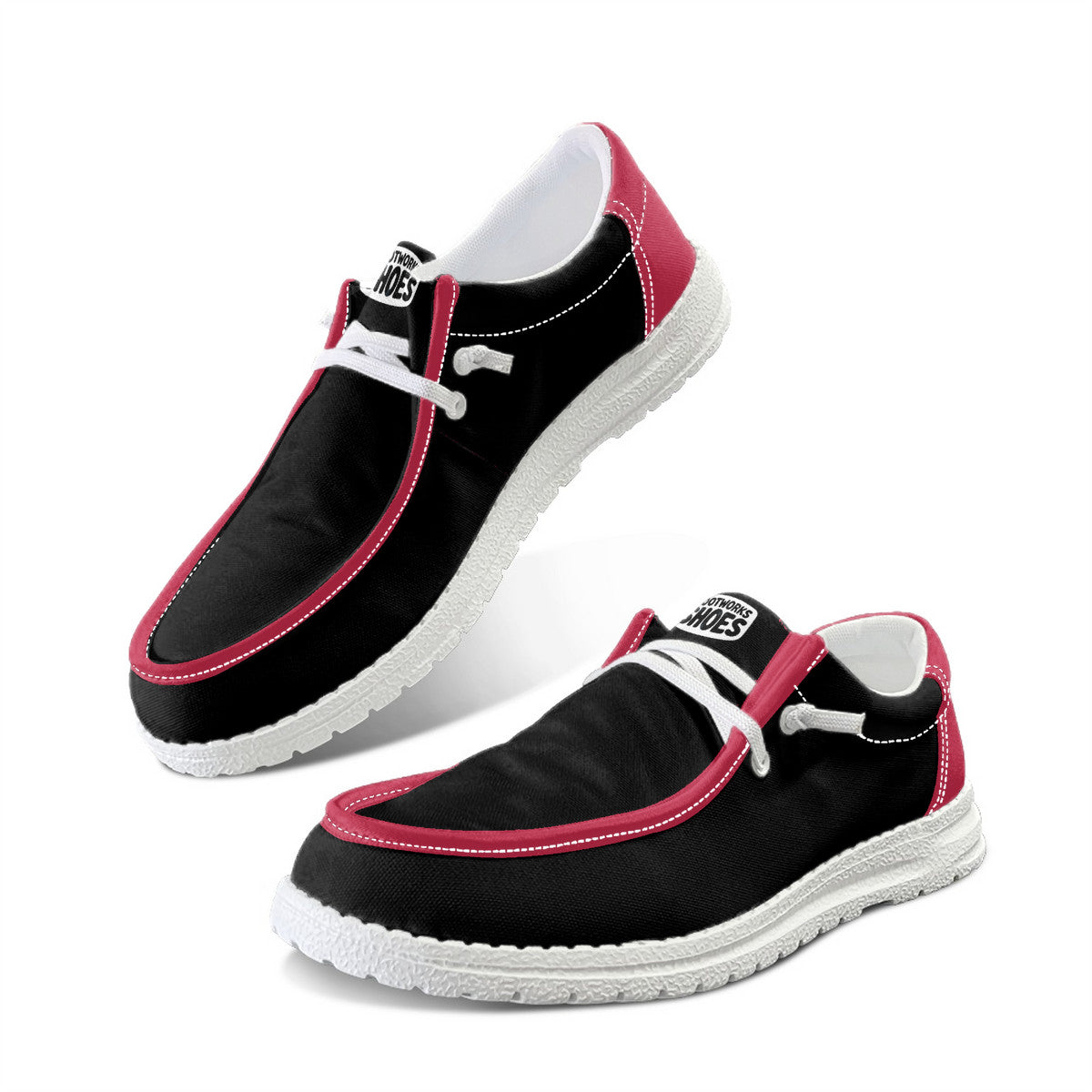 Black and Smoky Red Canvas Loafers