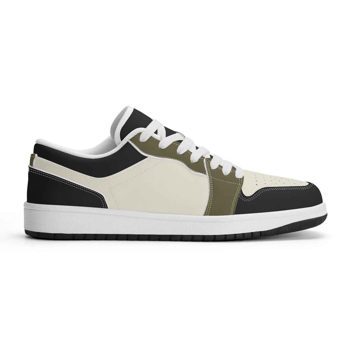 Unisex  Brown and Tan Synthetic Leather Low Top Sneakers