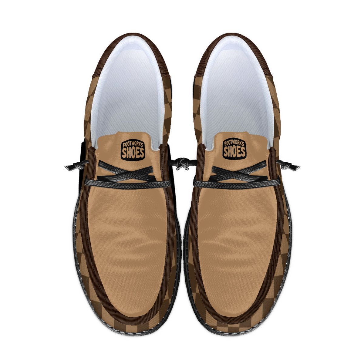Brown Squares Unisex Canvas Loafers