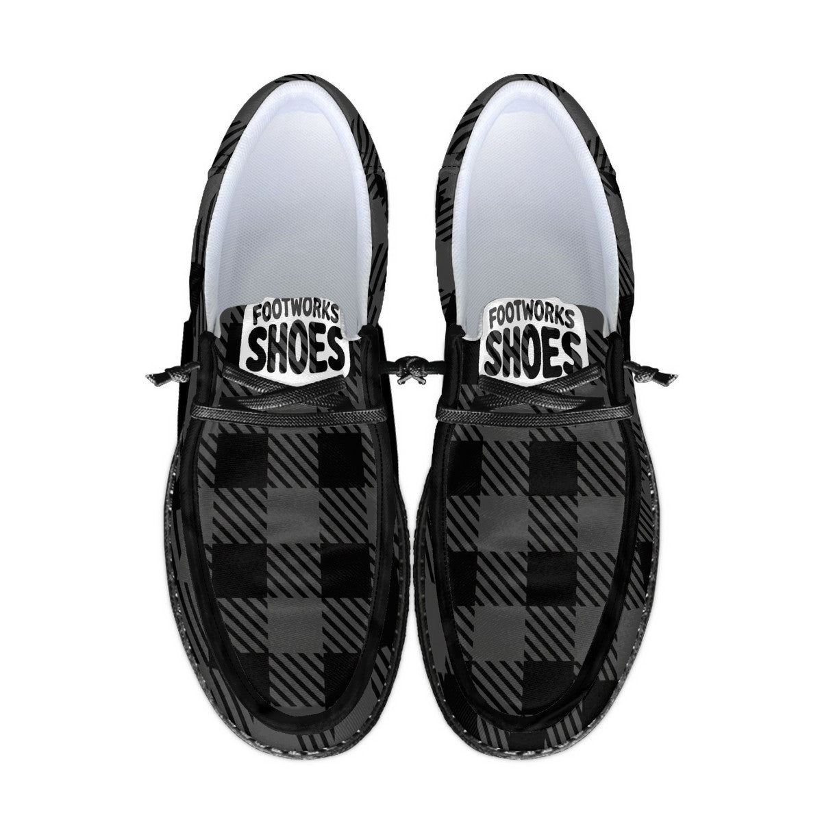 Unisex Gray Plaid Canvas Loafers