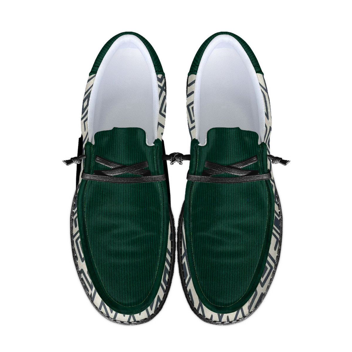 Green and geopattern Canvas Loafers