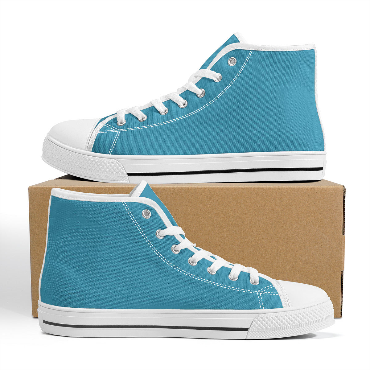 Blue High-Top Canvas Shoes