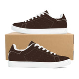 Brown Low-Top Synthetic Leather Sneakers