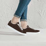 Brown Low-Top Synthetic Leather Sneakers