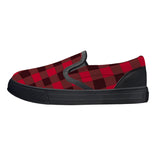 Red Plaid Kids Slip-on shoes - Black