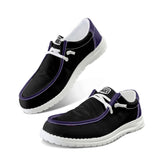 Black and Raven Purple Unisex Canvas Loafers
