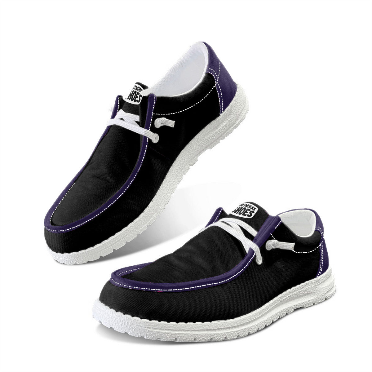 Black and Raven Purple Unisex Canvas Loafers