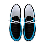 Blue Unisex Check Pattern Canvas Loafers