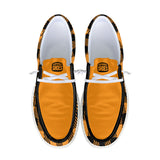 Unisex Orange Plaid Canvas Loafers