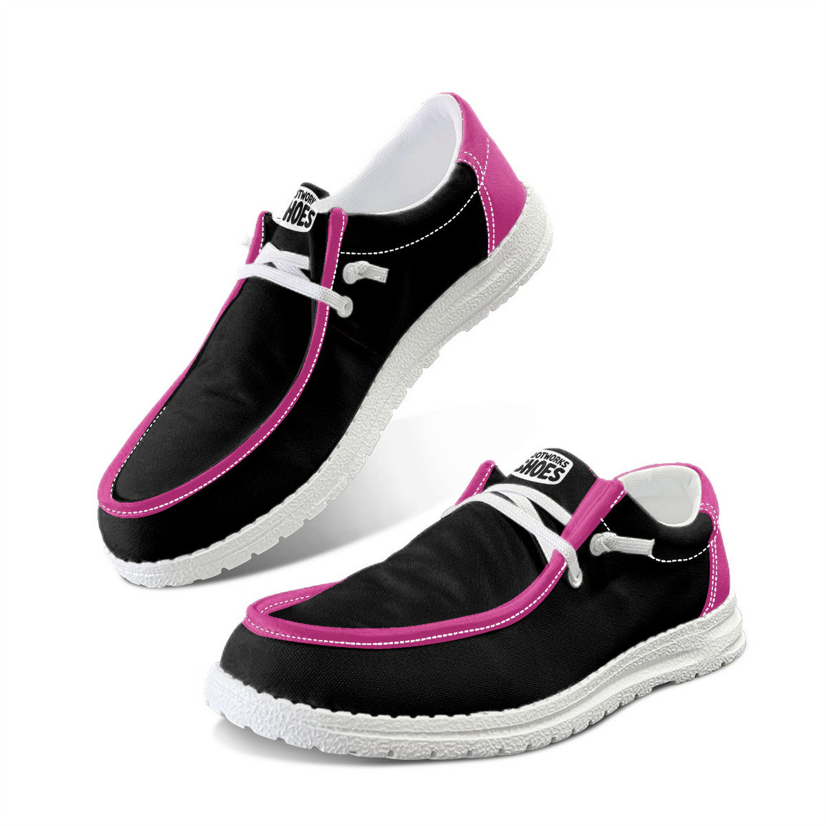 Black and Hot Pink Unisex Canvas Loafers