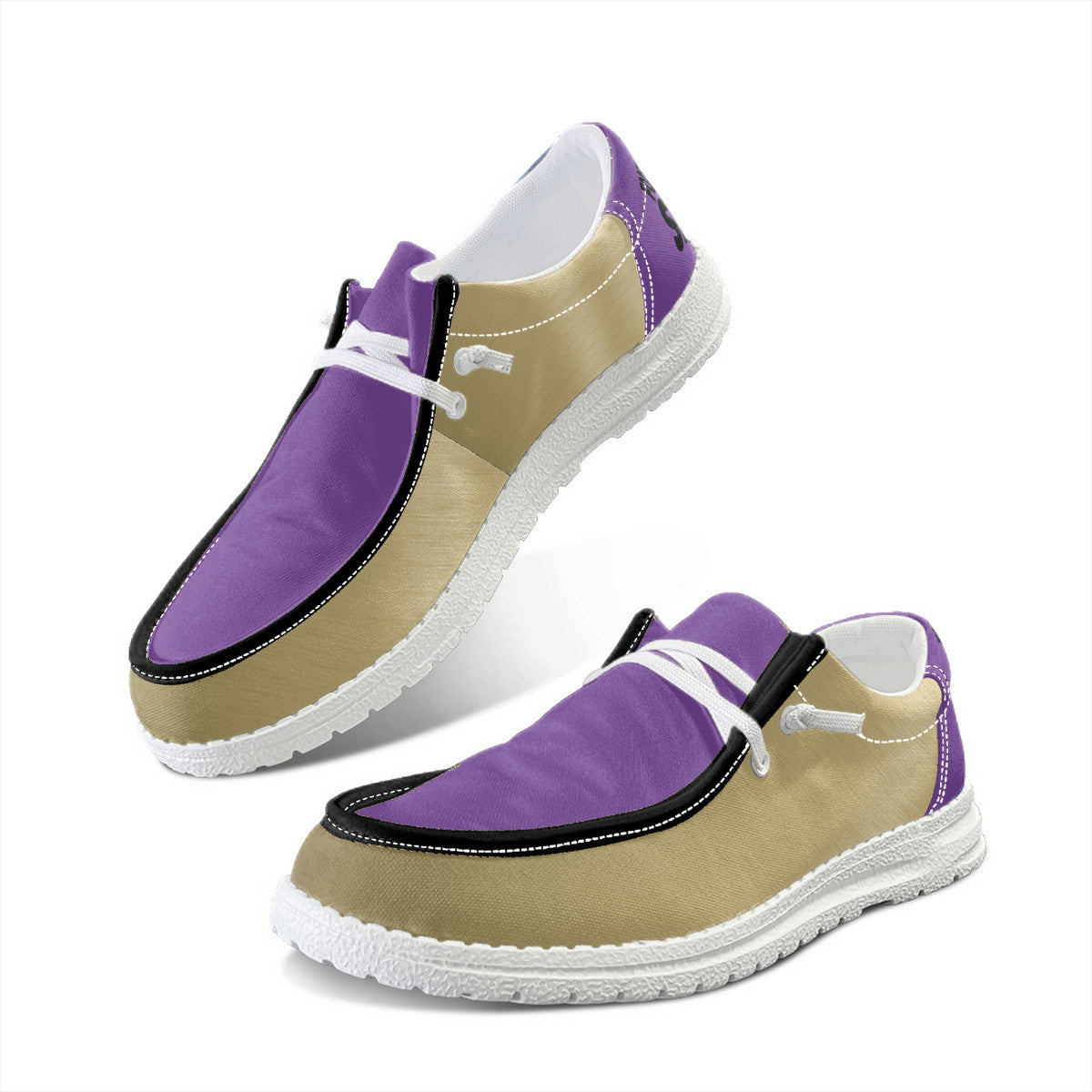 Purple and Gold Unisex Canvas Loafers