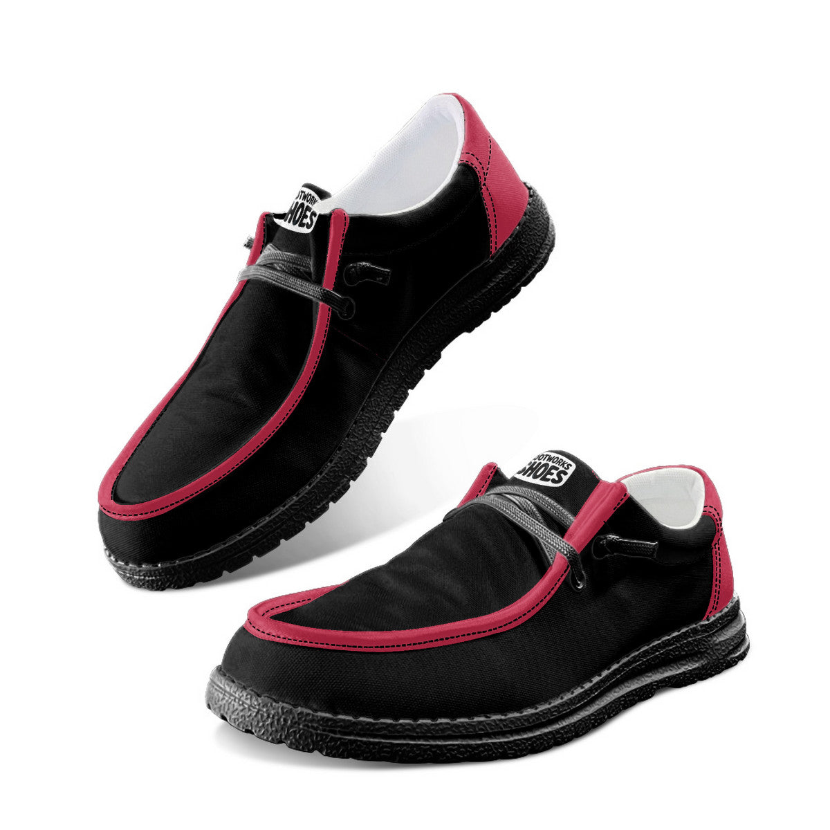 Black and Smoky Red Canvas Loafers