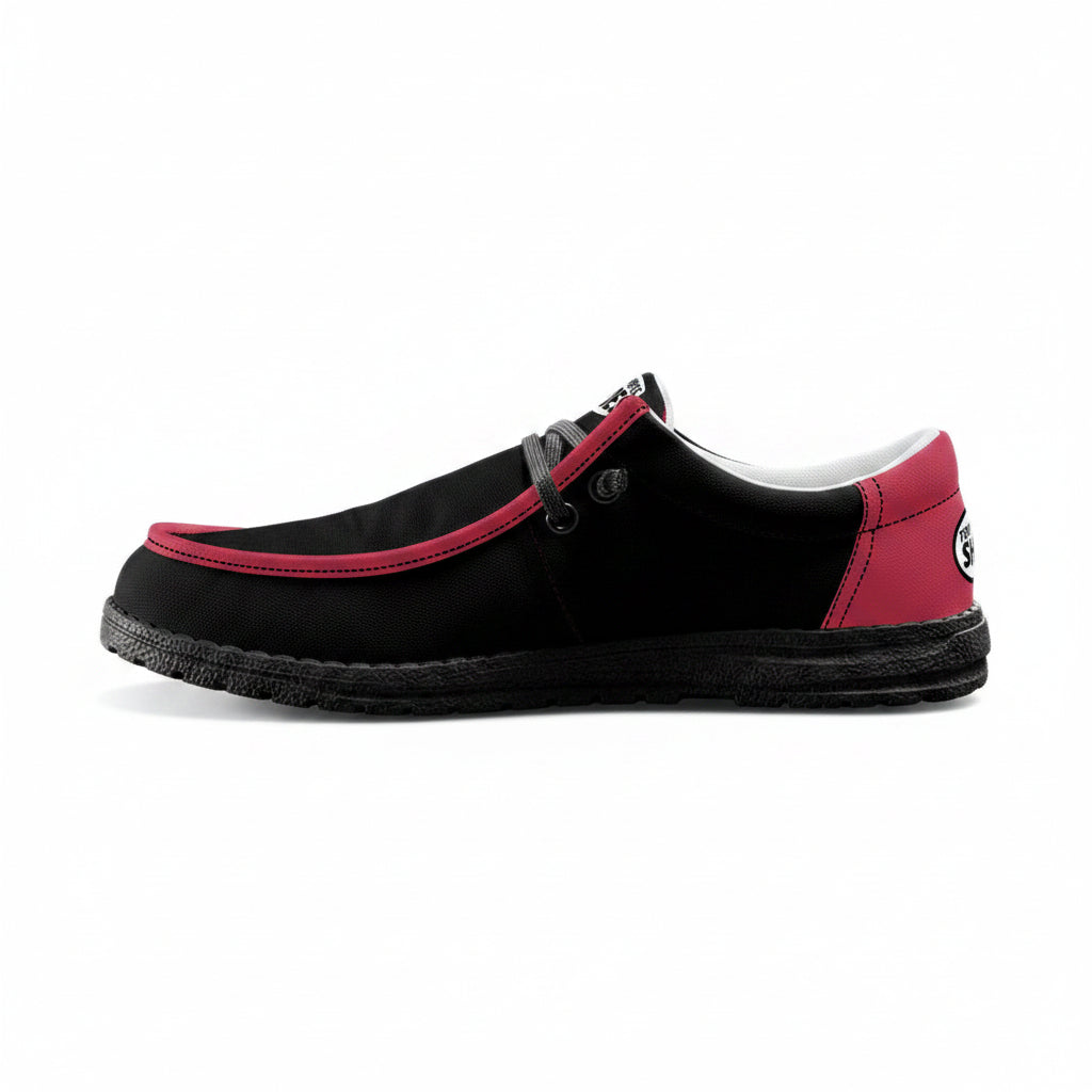 Black and Smoky Red Canvas Loafers