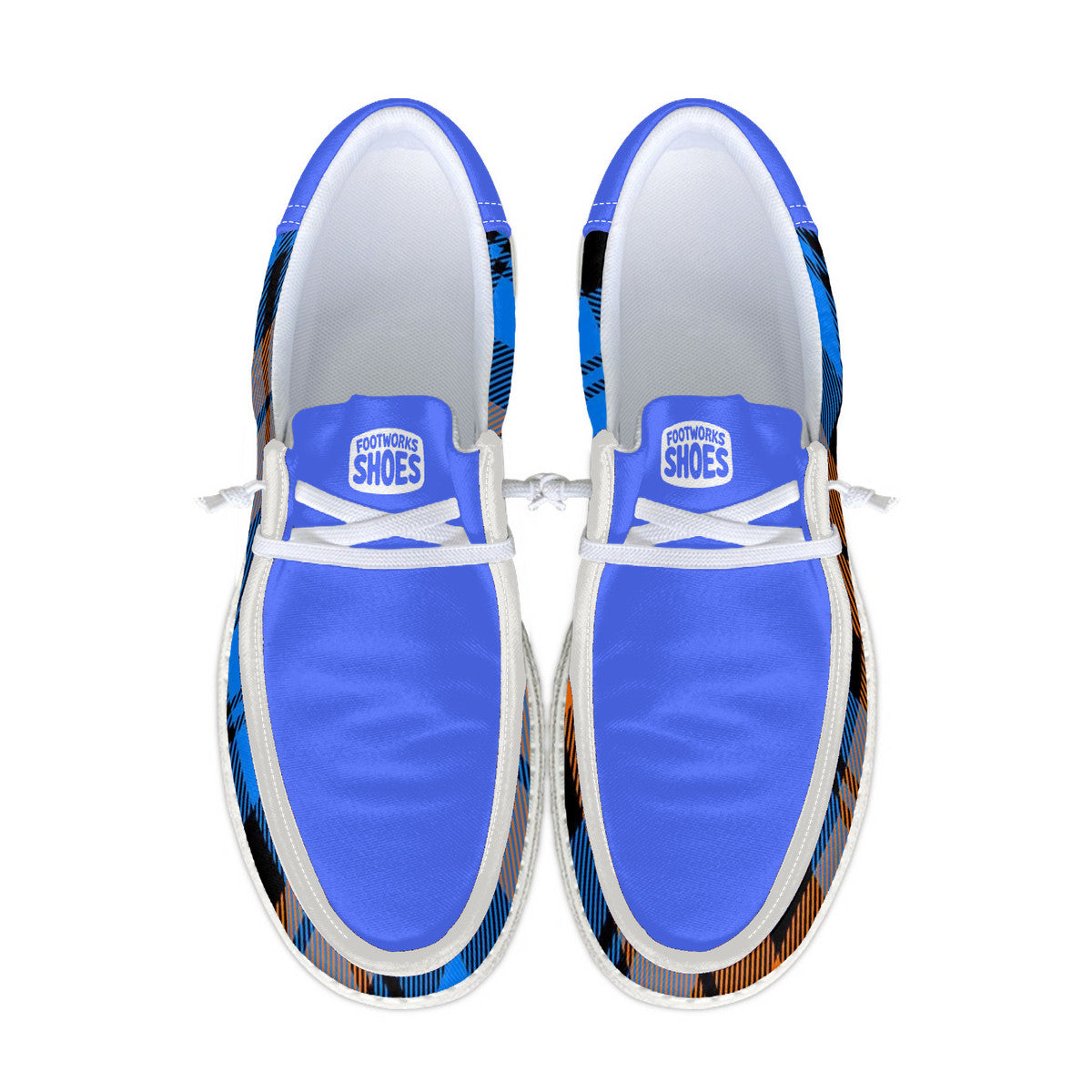 Blue plaid Unisex Canvas Loafers