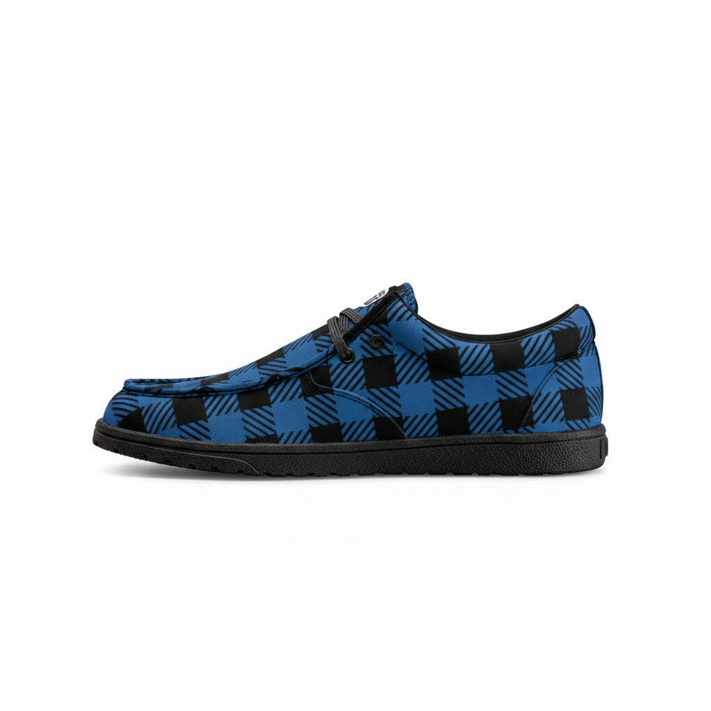 Unisex Blue Plaid Canvas Loafers