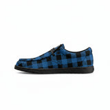 Unisex Blue Plaid Canvas Loafers