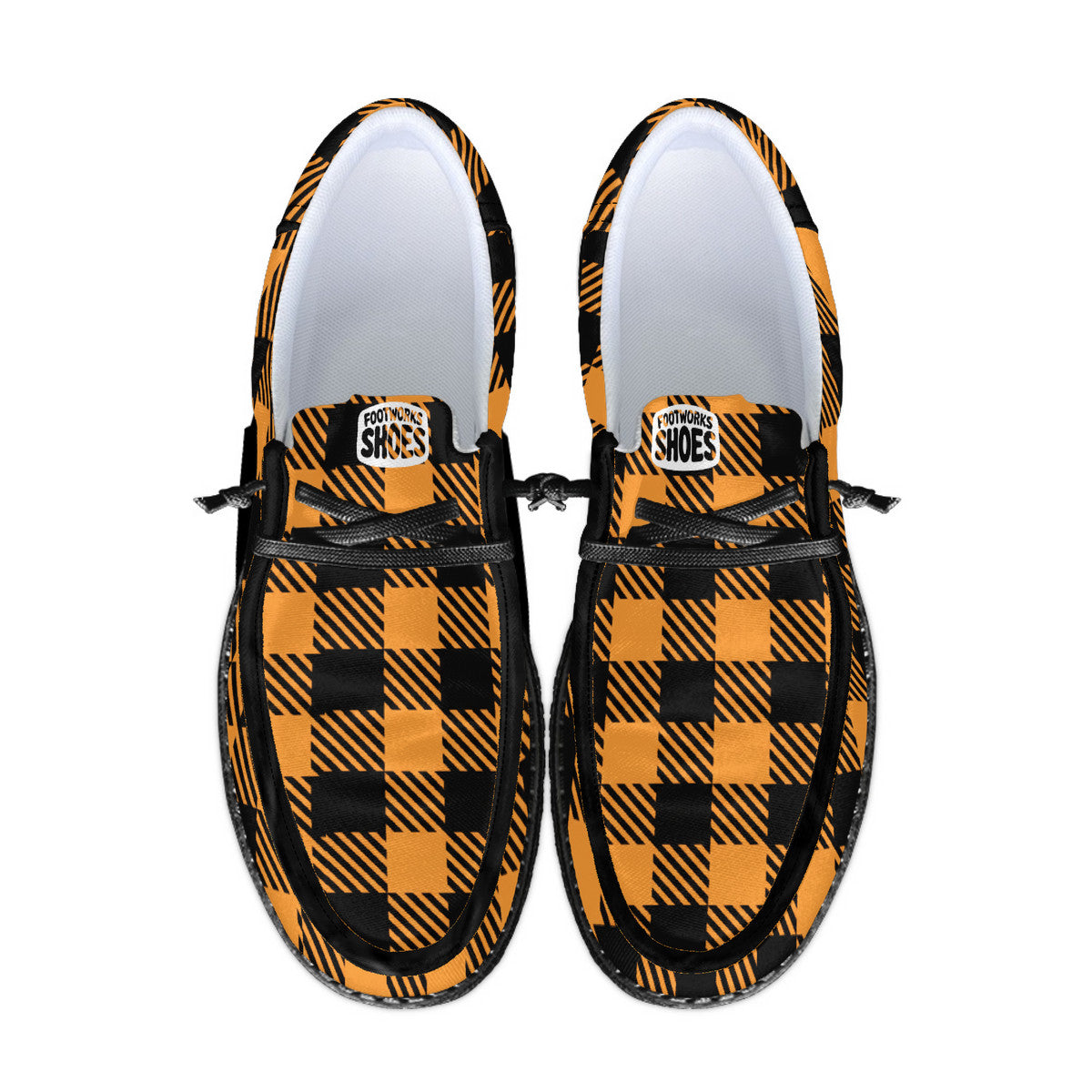 Orange Unisex Plaid Canvas Loafers