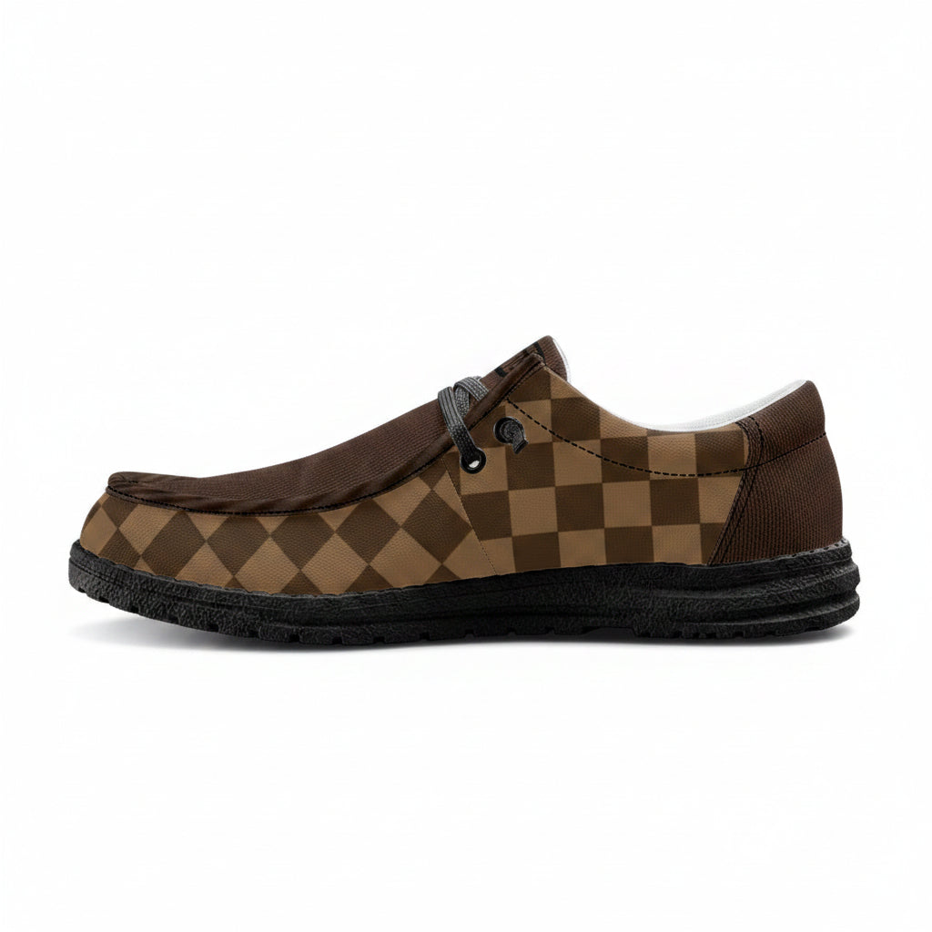 Intersex Brown Check Canvas Loafers
