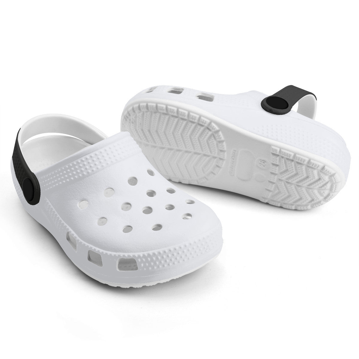 Kid's White and Black Casual Clogs